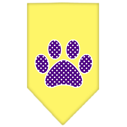 Purple Swiss Dot Paw Screen Print Bandana Yellow Small